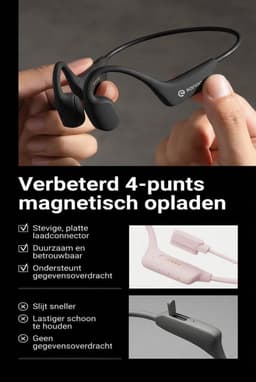 Sanag Open-Ear headphone - Sport Koptelefoon - IPX7 Waterdicht - Air Conduction 2.0 - 9 uur Batterij - Bluetooth 5.3 - Magnetisch Opladen - Titanium Frame - Zwart — thumbnail 3