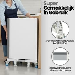 Caimco Wasmachine Verhoger met Wielen - Verstelbaar Opbouwmeubel & Wasmachine Sokkel - Draagkracht 300KG - Anti-Tril & Geluiddempend Onderstel - Geschikt voor Wasmachine, Droger, Koelkast & Vaatwasser — thumbnail 7