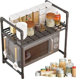 Magnetron Standaard voor Keuken - Metalen Plank met Haken en Geen Boreisen — thumbnail 4