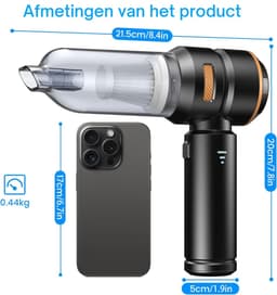 Huisstofmijt Stofzuiger - Draadloze Handstofzuiger - Draadloos - 20000Pa - Autostofzuiger - Krachtige Mini-Stofzuiger Voor Auto - PC - Huis - Keuken - Kieren En Hoeken - Stofzuiger - Hoog Vermogen - Kan Al As Zijn — thumbnail 4