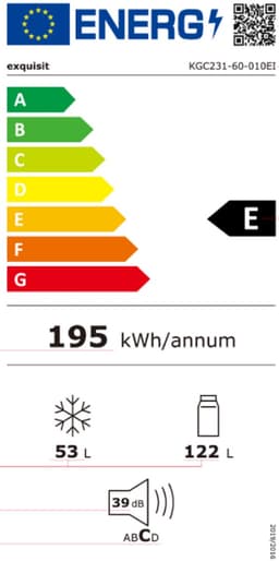 Exquisit KGC231-60-010EI - Koelvriescombinatie - 5 Jaar Garantie - 175 Liter - 39dB - Inox — thumbnail 2