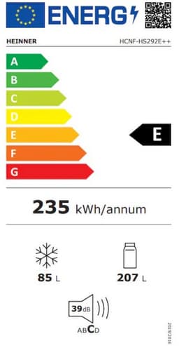 Heinner HCNF-HS292E++ Koel-vriescombinatie 292 L – Full No Frost – Multi-Airflow – Elektronische Bediening – LED-display – Holiday-functie – Wit – 5 Jaar Garantie — thumbnail 2