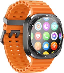 Xssive - Smartwatch - 47 mm - Titanium Zwart - AMOLED - IP68 Waterdicht - Smartwatch Heren - Oranje — thumbnail 1