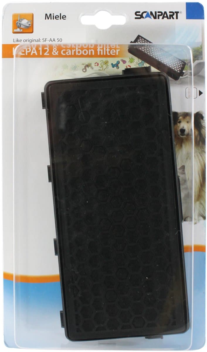 Scanpart HEPA stofzuiger filter H12 - Met actief koolstof filter - Cat and dog - Geschikt voor Miele Compact C1 C2 Complete C2 C3 S4 S5 S6 S8 - Alternatief voor SF-AA50 Active AirClean — afbeelding 1