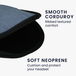 kwmobile headset case geschikt voor Anker Soundcore Q20i hoes - 22,5 x 17 cm - Koptelefoon cover met rits - Neopreen en ribfluweel - In vintage blauw — thumbnail 3