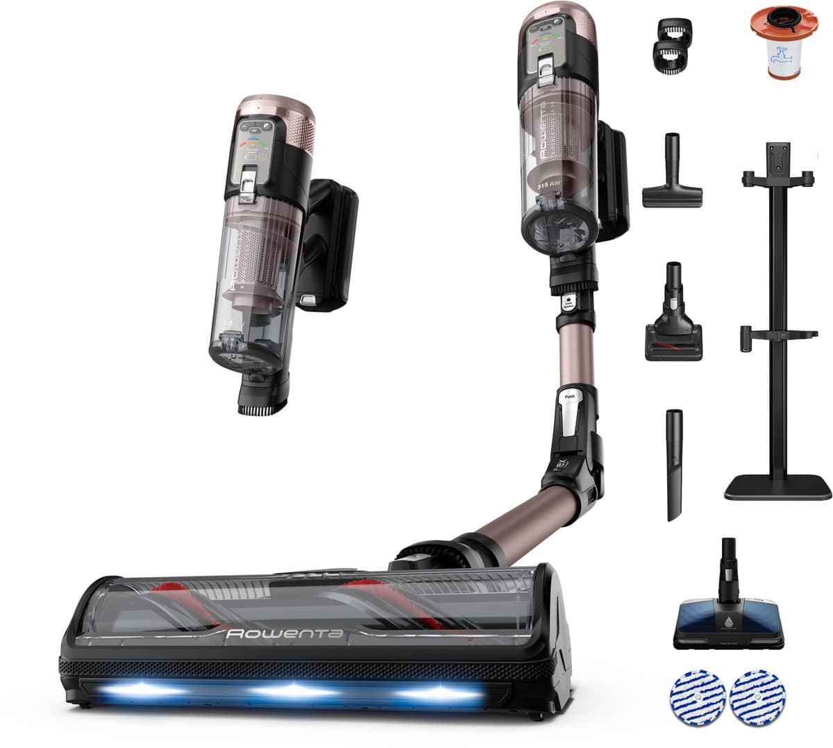 Rowenta X-Force Flex 16.60 RH9CD9 - Steelstofzuiger - Draadloos - Met dweilfunctie - 315 Airwatt - Flexibele buis - 2 uur gebruikstijd - Blauwe LED verlichting zuigmond — afbeelding 1