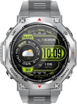Knobbout 1.43” AMOLED Smartwatch – 466×466 HD Scherm – 5ATM Waterdicht (tot 50m) – LED Zaklamp + UV-Licht + SOS Noodflits – Bluetooth Bellen – 525mAh Lange Batterijduur – Outdoor & Sporthorloge voor Android/iOS-Grijs — thumbnail 4