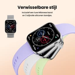 Maoo ProWatch AMOLED Smartwatch Dames en Heren - Milanese Bandje en 3 Siliconen Bandjes - Stappenteller - Hartslagmeter- Bloeddrukmeter - Slaapmonitor - Multisport - Geschikt voor Android en iOS - Zilver — thumbnail 6