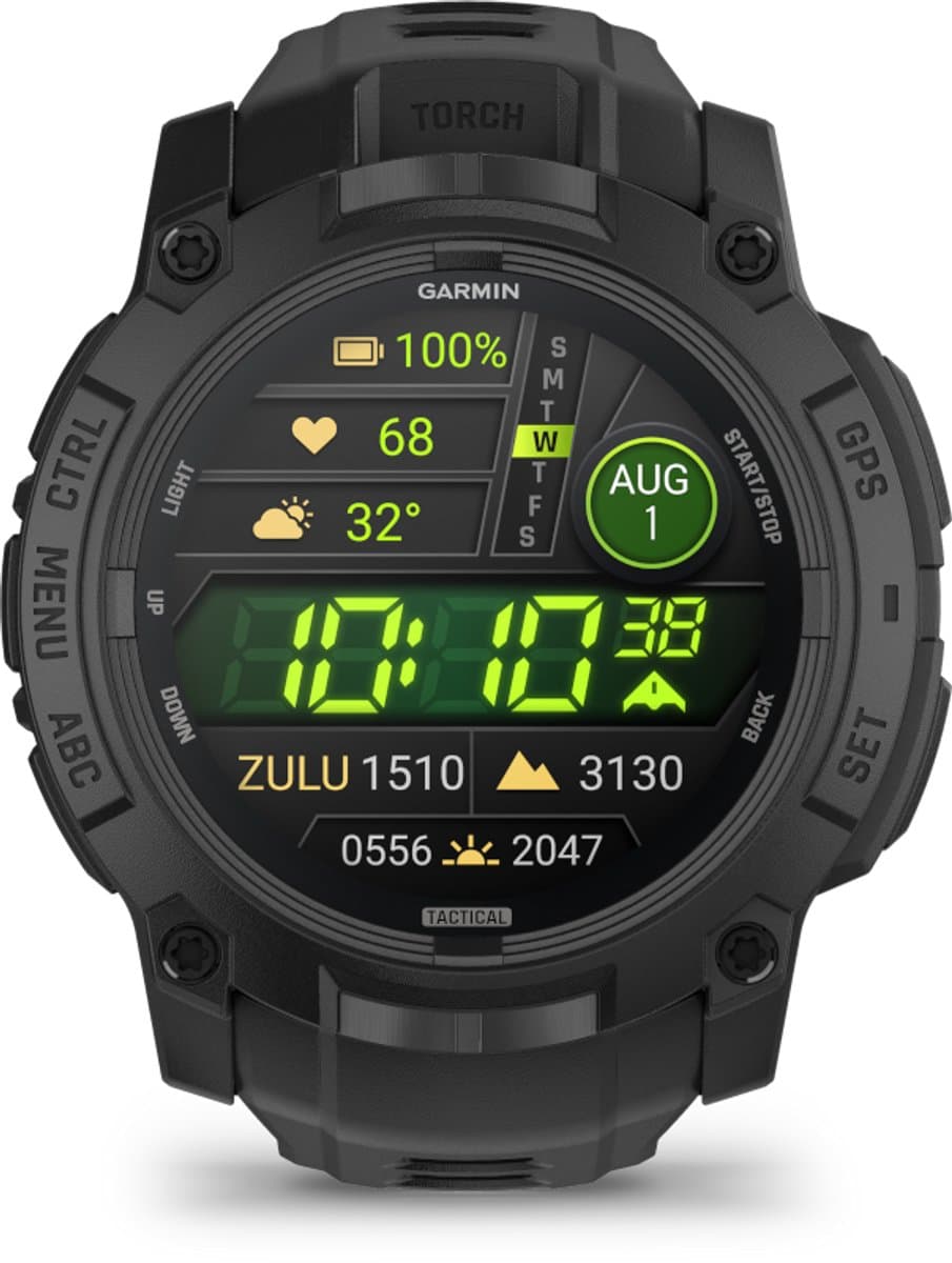 Garmin Instinct® 3 – 50 mm, AMOLED, Tactical Edition Zwart met zwart siliconen band — afbeelding 1