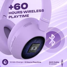 PowerLocus - Universe - Active Noise Cancelling Koptelefoon - Hybric ANC mode - 60+ uur batterijduur - Over-Ear - Microfoon - Koptelefoons - Deep Bass Modi - Purple — thumbnail 6