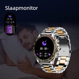 Maoo Titan AMOLED Smartwatch Heren - Special Edition - Stainless Steel en 2 TPU bandjes - Stappenteller - Hartslagmeter - Slaapmonitor - Multisport - Geschikt voor Android en iOS - Zilver en Goud — thumbnail 14
