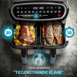 AF34 BK Set Airfryer met 1 grote lade van 10L en 2 kleine lades van 5L inbegrepen 10 Voorgeprogrammeerde Kookprogramma's Zonder olie Sync Cook en Sync Finish functies — thumbnail 5