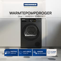 Heinner - Warmtepompdroger - 9 KG - 15 Programma’s - LED Display - Trommelverlichting - Zilver — thumbnail 7