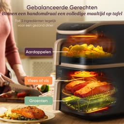 Cosori TurboTower Pro – Dubbele Airfryer XXL – 10.8L – Keramische Coating – 2 Manden Apart Instelbaar – 7 Programma’s — thumbnail 12