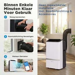 Aironex Mobiele Airco 12000 BTU – App & Afstandsbediening – Stil & Compact – Mobiele Airconditioner met Raamafdichting - Mobiele Airco voor Slaapkamer, Woonkamer, Kantoor — thumbnail 6