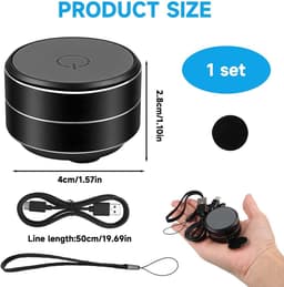 Mini Bluetooth-luidspreker Magnetisch met RGB-licht, draagbare waterdichte luidspreker, Bluetooth 5.3, 7 uur speeltijd, TWS-stereo, TF-kaart, handsfree, telefoonhouder, zwart — thumbnail 2