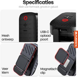 Xssive BS14 Draagbare Bluetooth Speaker met Magnetische Clip - Mini Bluetooth Speaker - Handsfree Bellen - Geschikt voor Wandelen, Onderweg, Fiets & Outdoor — thumbnail 2