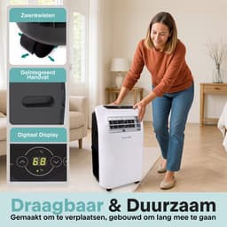 Serenelife Mobiele Airco - 9.000 BTU - 3-in-1 Airconditioner met Ontvochtigerfunctie, Afstandsbediening - Koelen & Verwarmen - Wit — thumbnail 3