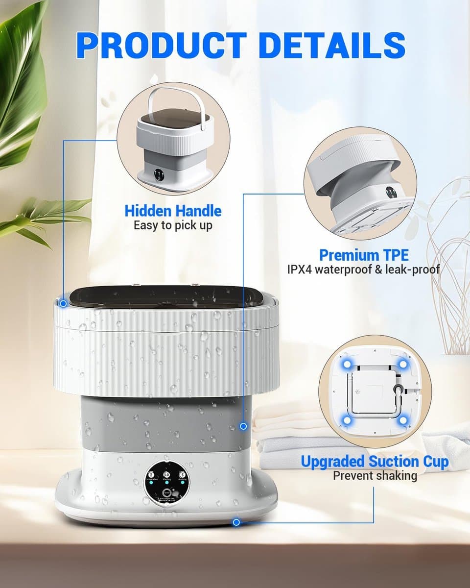 Mini Wasmachine met Centrifuge - Voor Kleine Wasgoed - Meerdere Programma's - — afbeelding 1