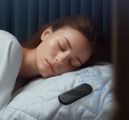 Zwarte, draagbare slaapspeaker met twee speakers, kaartsleuf, Bluetooth en timerfunctie. — thumbnail 4