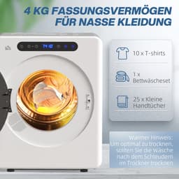 HOMCOM Laundry Dryer Edelstahl, ABS 49L x 43B x 61H cm Weiß — thumbnail 8