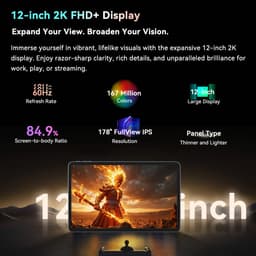Blackview MEGA 2 Tablet Sets - 4G LTE+WiFi - 12 Inch - 24GB RAM - 128GB - Met Toetsenbord(QWERTY), Beschermhoes, Muis, Stylus - Android 15 - Widevine L1 - 9000mAh - Grijs — thumbnail 7