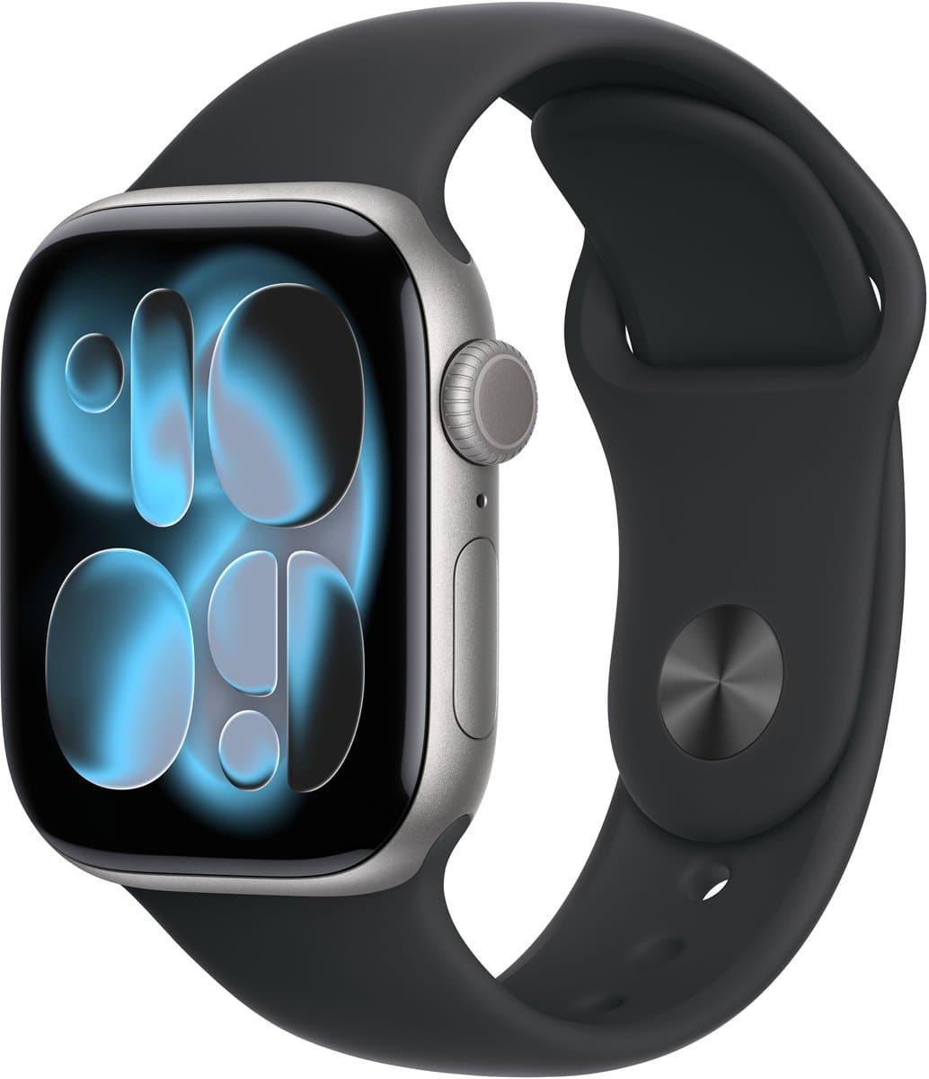 Apple Watch 11 - Wifi - 42mm - Space Grey Aluminium Case with Black Sport Band - M/L — afbeelding 1