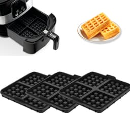 3 stuks wafelinzetstukken - geschikt voor Philips Airfryer 2000 Series NA229/00 - 24*18*4cm - zwart — thumbnail 1