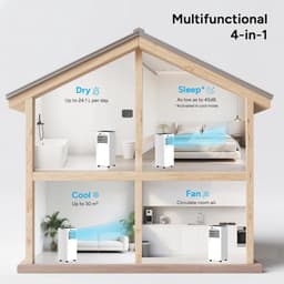 Mobiele Air Conditioner 9000 BTU - 4 in 1 Koeling, Ontvochtigen, Ventileren en Slaapmodus met Afstandsbediening — thumbnail 4