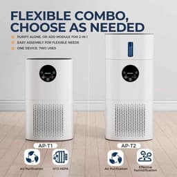 De Warenloods - 2-in-1 Luchtreiniger en Luchtbevochtiger - Tegen vieze geurtjes, huisstofmijt en huisdierallergie - H13 True HEPA-filter - 35-60m² - 25dB - Afneembare Bevochtigingsmodule - Wit — thumbnail 3