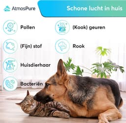 AtmosPure® CleanAir Luchtreiniger - Air Purifier met vervangbaar HEPA 13 + Koolstof filter - CADR 250 m³/h - Zwart - Voor 98 m² - Filtert pollen, huisstofmijtallergenen en fijnstof - 3 standen + stille slaapstand - Luchtkwaliteit Sensor — thumbnail 5