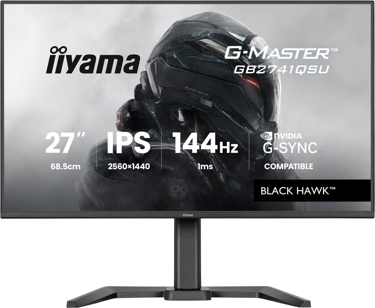 iiyama G-Master GB2741QSU-B1 Black Hawk - 27 inch - QHD - IPS - 144 Hz - Verstelbaar — afbeelding 1