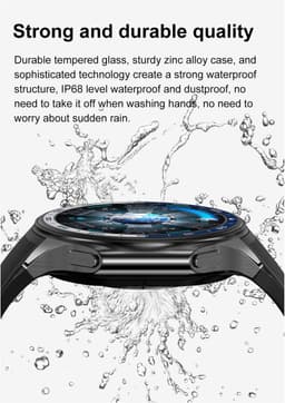 Knobbout 1.43 inch AMOLED-scherm met 3D-ontwerp Smartwatch - Slimme opnamefunctie- 4 GB interne opslag - MP4-video-ondersteuning - Nieuwste ATS3085S Gen 2-chipset - Ingebouwde kompasfunctie - Zwart staal+ zwart lederen + blauwe siliconen horlogeban — thumbnail 15