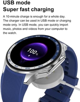 Knobbout 1.43 inch AMOLED-scherm met 3D-ontwerp Smartwatch - Slimme opnamefunctie- 4 GB interne opslag - MP4-video-ondersteuning - Nieuwste ATS3085S Gen 2-chipset - Ingebouwde kompasfunctie - Zwart lederen + siliconen horlogeban — thumbnail 18