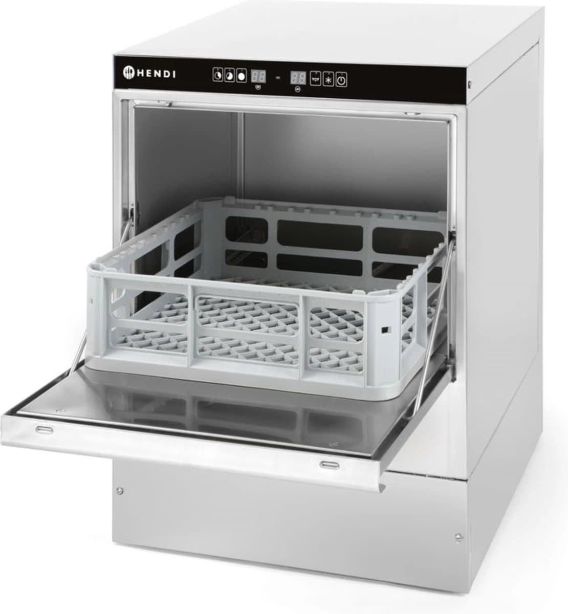 HENDI Compacte glazen vaatwasser – elektronische bediening – met reinigingspomp – dubbelwandige deur – 472x566x705 mm — afbeelding 1