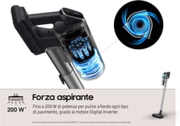 Samsung Jet 75 turbo Steelstofzuiger Batterij/Accu Droog HEPA Zakloos 0,8 l 550 W Zwart, Chroom, Muntkleur, Blauwgroen — thumbnail 3