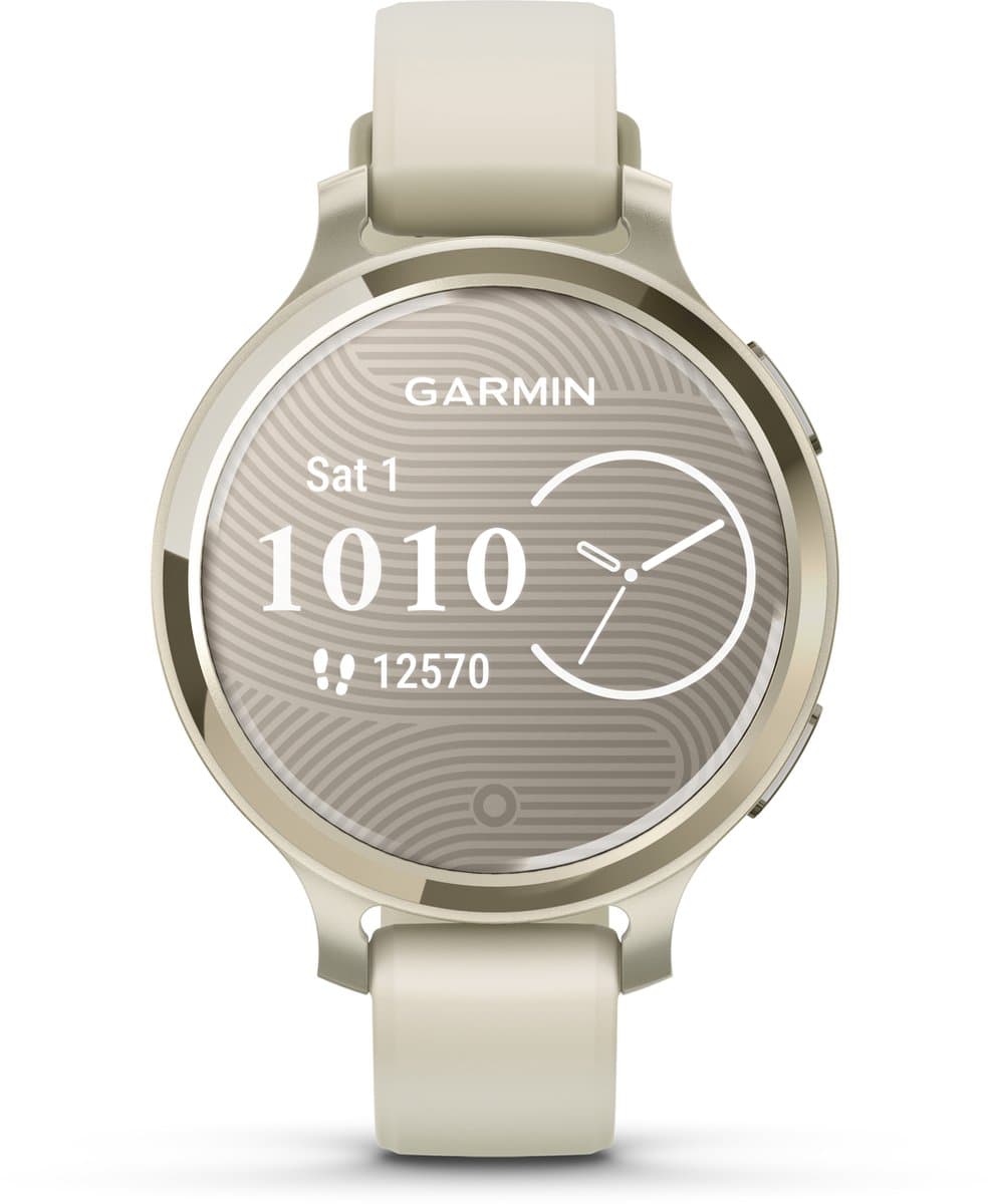 Garmin Lily 2 Active - Smartwatch - 35 mm - Lunar Goudkleurig met Bone Siliconen Bandje — afbeelding 1