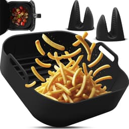 Fentic Airfryer Siliconen Bakje + Oven Wanten – 20,5 cm - Geschikt voor Philips, Cosori, Ninja, Tefal, Cecotec – Accessoires voor Airfryers - Zwart — thumbnail 1