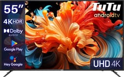 TuTu Android Smart TV - LED UHD 4K - 55 inch/140 cm - Frameless Design - Tripple Tuner DVB-T/T2/S/S2/C - HDMI x3, USB x2, CI+ - Voice Controle & Streaming apps - Geassembleerd in Eindhoven - TUS55UD1A — thumbnail 1