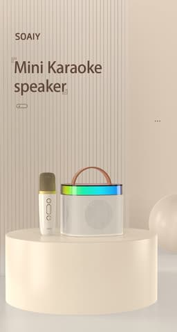Viatel Creatieve Rgb Kleurrijke Verlichting Mini Karaoke Draagbare Draadloze Bluetooth Speaker Met Microfoon Outdoor Stereo Subwoofer — thumbnail 9