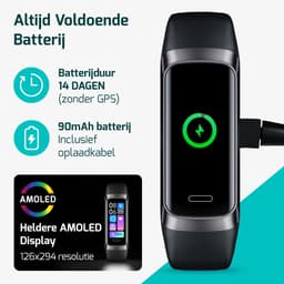 FITAGE Stappenteller & Hartslagmeter - Activity Tracker - Stappenteller Horloge - Smartwatch - Heren, Dames en Kinderen - Zwart — thumbnail 5