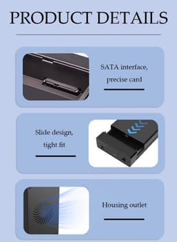 Kraftverdia - Externe Hdd Zaak - Externe harde schijf behuizing – 2.5" en 3.5" USB 3.0 naar SATA – Toolvrije externe behuizing – Compacte en lichte harde schijf adapter - Zwart — thumbnail 7