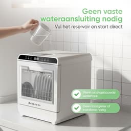 Heevey Mini Vaatwasser - Vrijstaande vaatwasser - Campingvaatwasser - 5 Wasprogramma's - Afwas - Sterilisatiesysteem - Droogfunctie 75°C — thumbnail 7