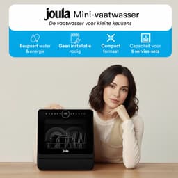 Joula Mini Vaatwasser met Waterreservoir - 8 Wasprogramma's - 5 Couverts - Kleine Smalle Vrijstaande Afwasmachine - Camping - Zwart — thumbnail 4