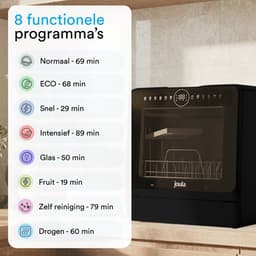 Joula Mini Vaatwasser met Waterreservoir - 8 Wasprogramma's - 5 Couverts - Kleine Smalle Vrijstaande Afwasmachine - Camping - Zwart — thumbnail 10