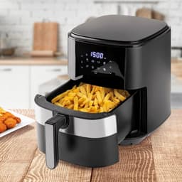 Aurixi® Airfryer xl - Airfryer xxl - Heteluchtfriteuse - 6,2 Liter - 8 programma's - roestvrij staal/zwart - 30cm x 39cm x 34cm — thumbnail 2