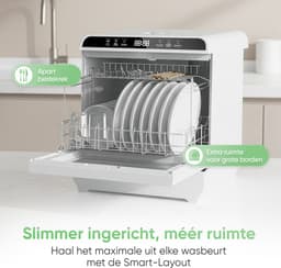Heevey Mini Vaatwasser - Vrijstaande vaatwasser - Campingvaatwasser - 5 Wasprogramma's - Afwas - Sterilisatiesysteem - Droogfunctie 75°C — thumbnail 9
