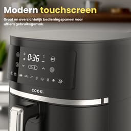 COOK-IT Airfryer 6L XL - 1600W - 8 Programma’s - Touchscreen - Vaatwasserbestendige Mand - Warmhoudfunctie - Shake Reminder - Matzwart — thumbnail 6