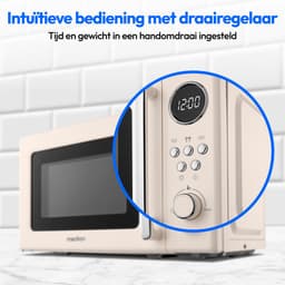 MEDION retro magnetron (20 liter, ca. 800 watt, 5 magnetronstanden, 8 automatische programma's, digitaal display, ontdooifunctie, compact, MD15000) beige — thumbnail 2