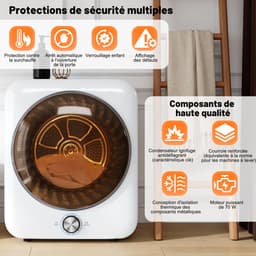 OKWISH Wasdroger – Compact En Stil Drogen – Wandmontage Of Vloerplaatsing – 8 Programma’s – 3 Kg – ABS En Staal – Wit — thumbnail 7